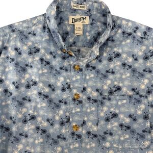 Duluth Trading Co Men XL Tall Untucked Relaxed Fit Bicycle Print Cotton Shirt